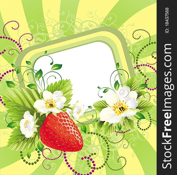 Floral Card With Strawberry