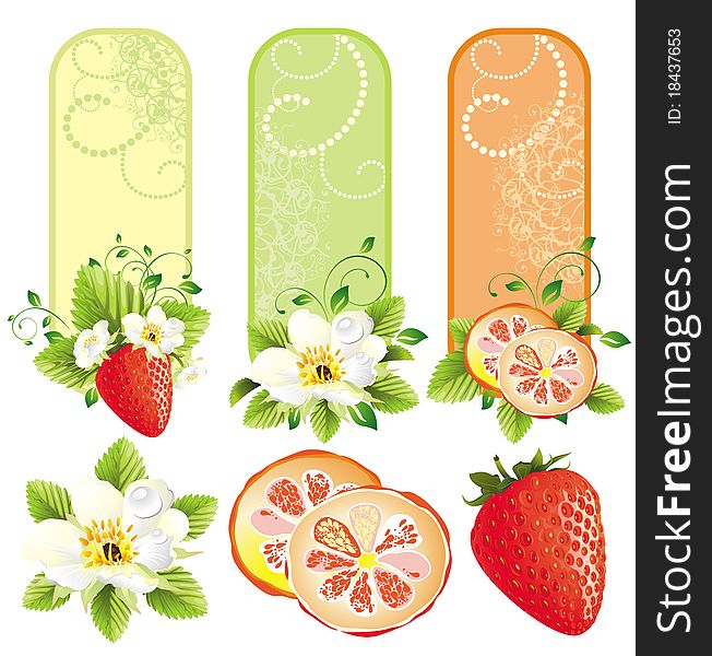 Set Of Banners With Fruits