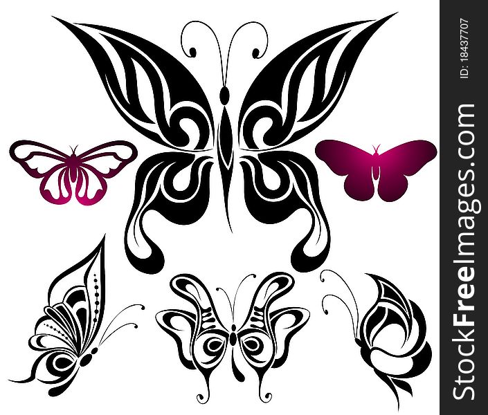 Set Of Tattoo Butterflies