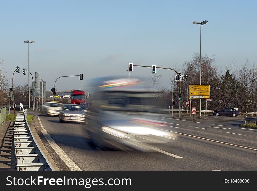 Light truck at high speed at an intersection. Light truck at high speed at an intersection