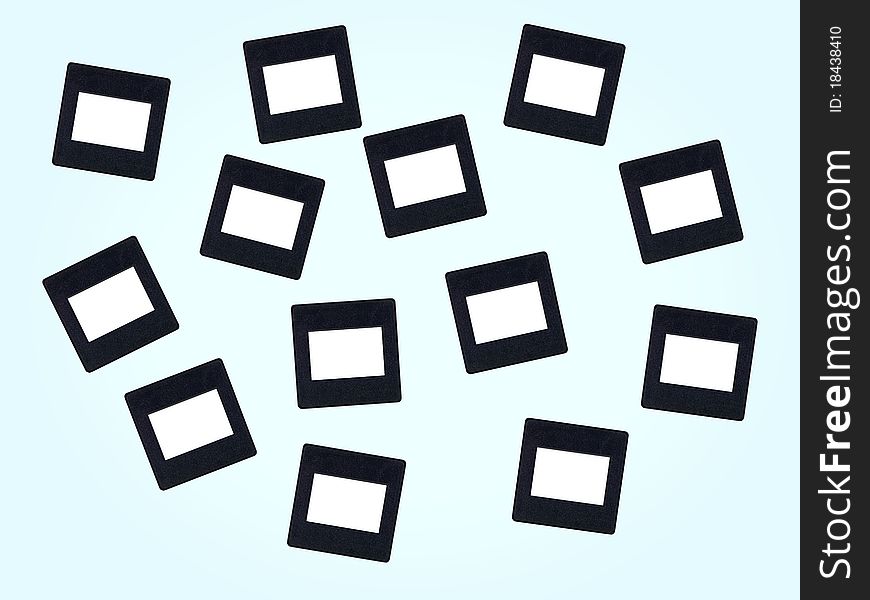 Photographic slides isolated against a white background