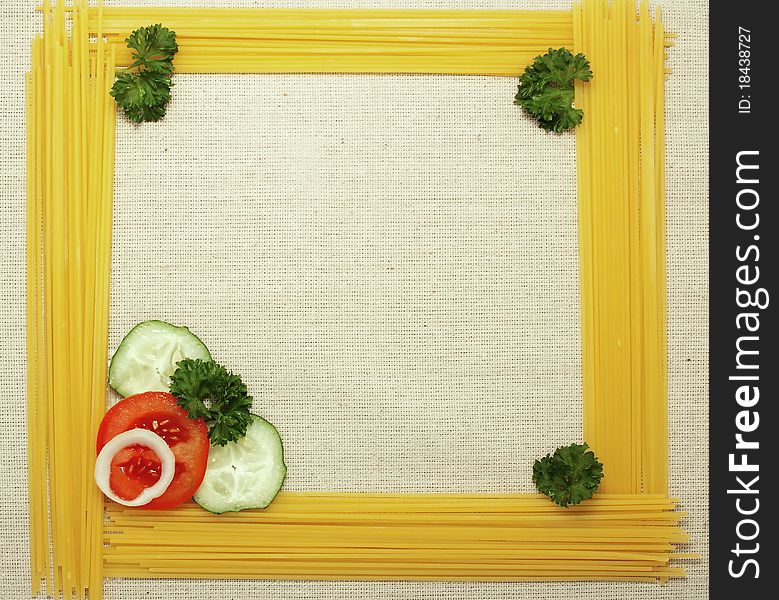 Frame Of Spaghetti ,tomato,cucumber