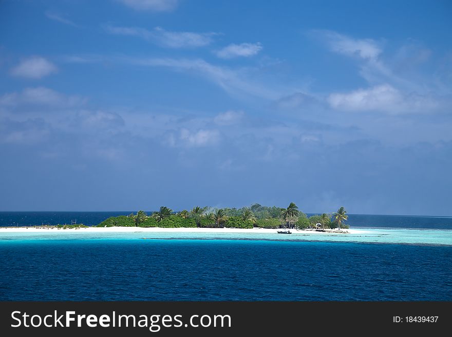 Resort island of Republic of Maldives.
This was taken from cruising boat.