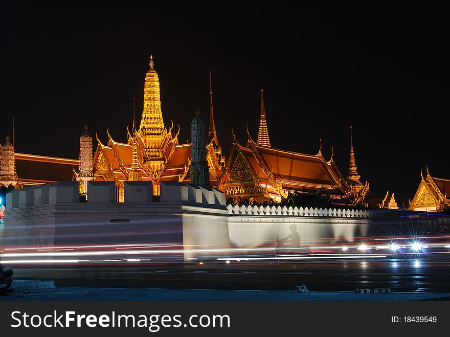 Wat Phra Kaew at night on Rattanakosin Island