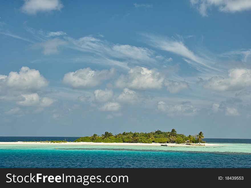 Resort island of Republic of Maldives. This was taken from cruising boat.