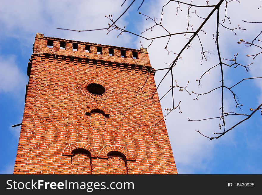 A castle tower made of bricks