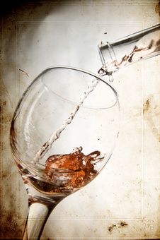 Red Vine In Glass On Vintage Background Stock Images Red Vine In Glass On Vintage Background Stock Images