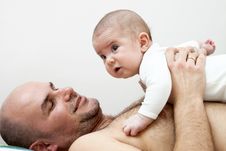 Adorable Baby With Father Royalty Free Stock Image