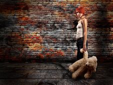 The Girl With A Teddy Bear Stock Images