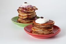Pancakes With Sour Cream Stock Photography