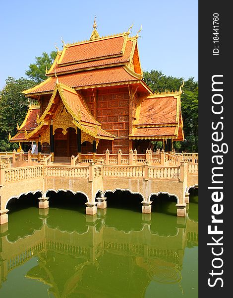 Pavillion on the water in Wat Prathat Pa ngao, Chiangrai, Thailand