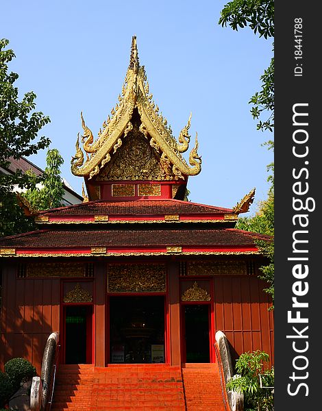 Sanctuary in Wat Pra Khaew, Chiangrai, Thailand within enshrine Pra Khaw Morakot is Simulated