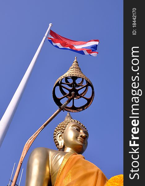 Buddha statue and Flag. thailand