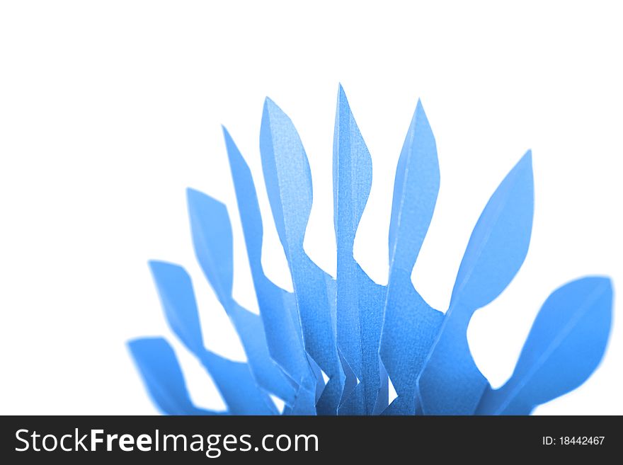 Abstract blue paper composition, semicircle shape, isolated