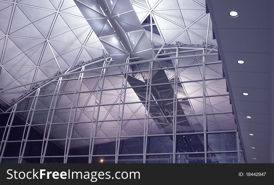 Modern ceiling canopy in Hong Kong International Airport. Modern ceiling canopy in Hong Kong International Airport.