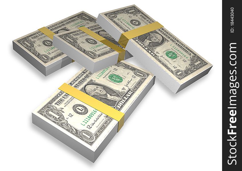 Illustration of packages of notes of dollars. Illustration of packages of notes of dollars