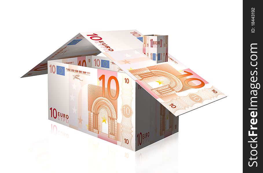 House illustration with euro notes. House illustration with euro notes