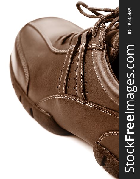 Brown leather shoe