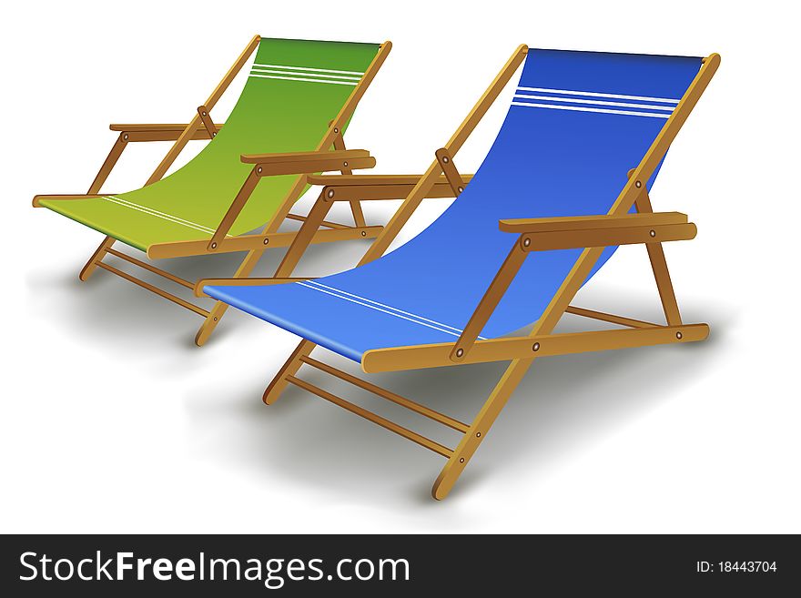 Illustration of beach chairs on white background