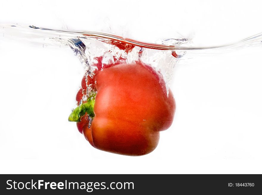 Sweet pepper Splash with isolated white background