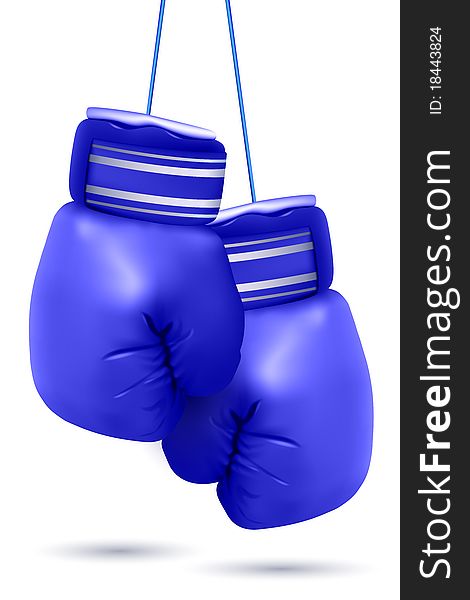 Illustration of hanging boxing gloves on white background