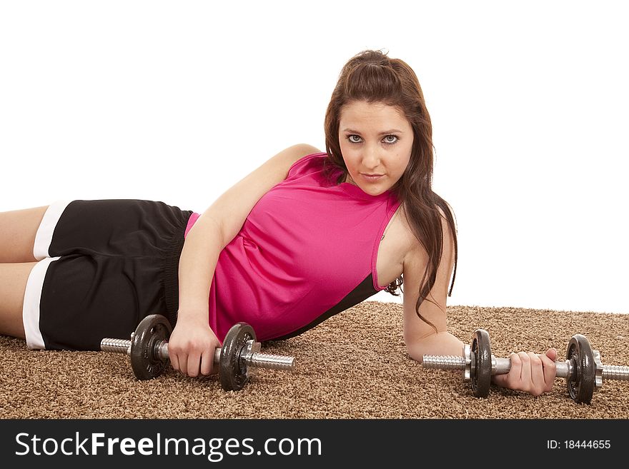 Woman lay weights