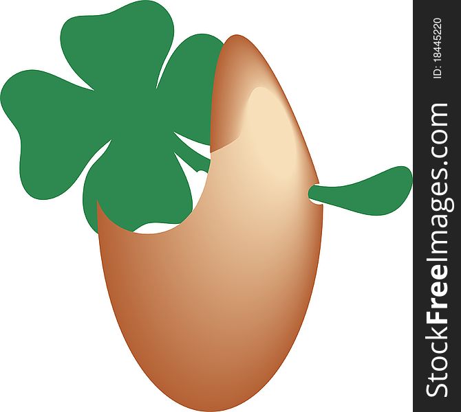 Easter egg with symbol irish on the green background