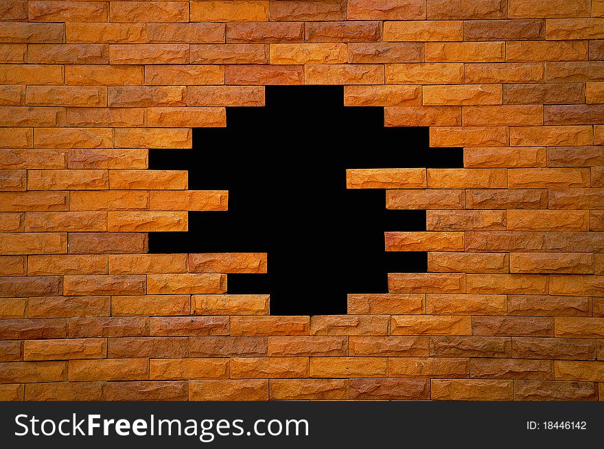 Pattern brick wall and black space