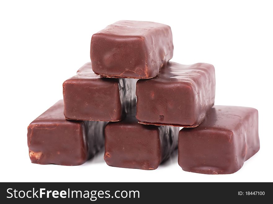 A stack of candies isolated on the white