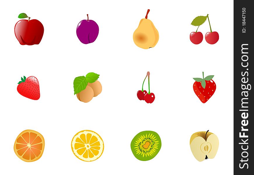 Set of vector illustration of fruits. Set of vector illustration of fruits