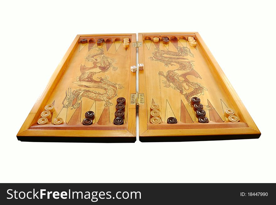 Board game a backgammon isolated on a white background