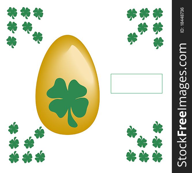 Easter egg with symbol irish on the green background