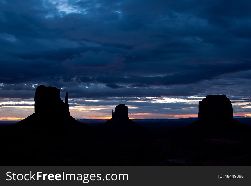 Monument Valley Cloudy Early Sunrise