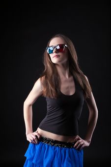 Beauty Girl Dance Disco In Anaglyph Glasses Royalty Free Stock Photo Beauty Girl Dance Disco In Anaglyph Glasses Royalty Free Stock Photo
