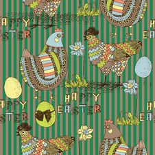 Easter Seamless Pattern With Chicken And Cock Stock Photography Easter Seamless Pattern With Chicken And Cock Stock Photography