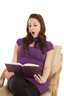 Woman Shocked At Book Purple Stock Photography