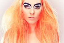 Beautiful Blond Girl With Cat Eyes Make-up Stock Image Beautiful Blond Girl With Cat Eyes Make-up Stock Image