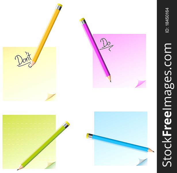 A illustration of colored of notepads and pencils