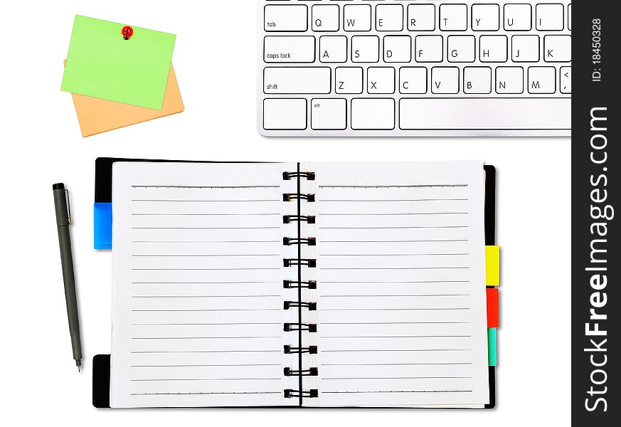 Open Notepad And Colored Memo With Keyboard