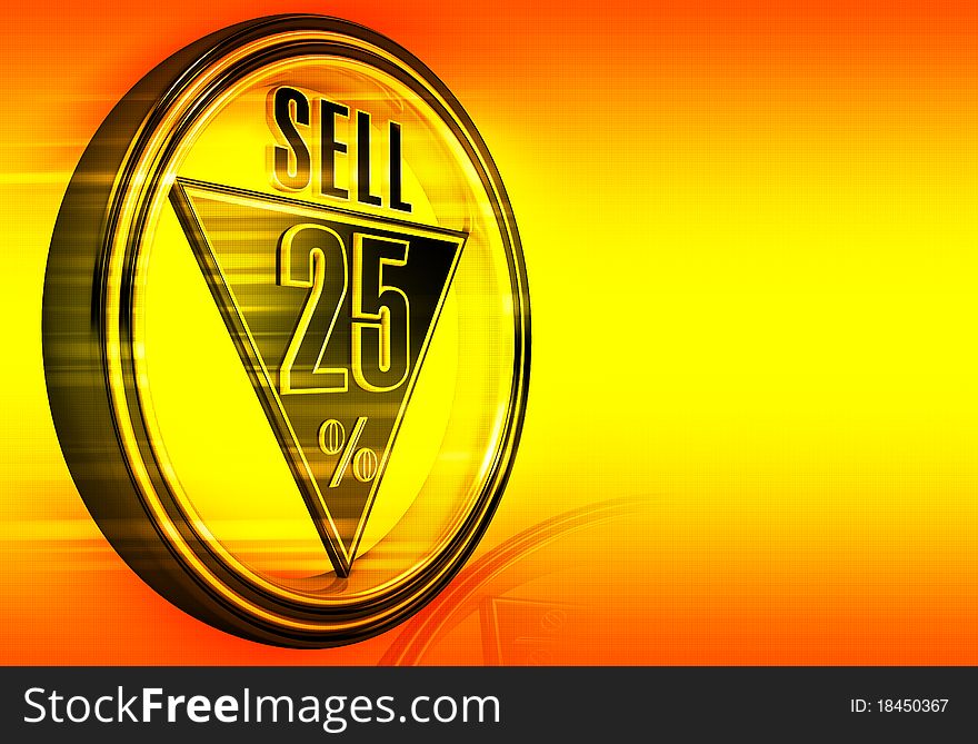 Gold metal twenty five percent on orange background