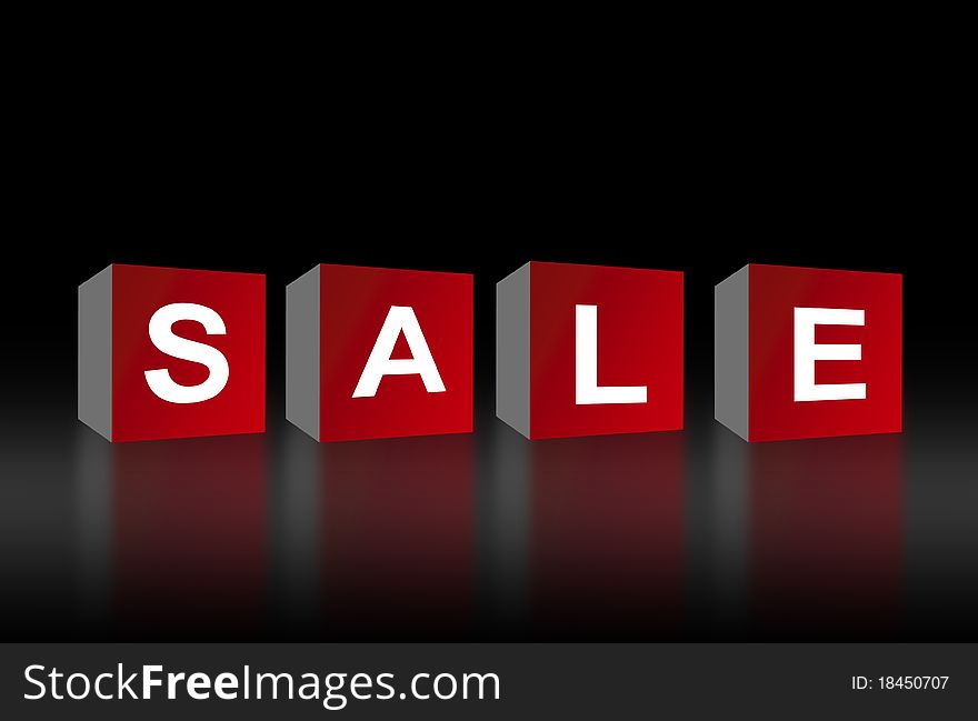 Announcement of offer with red boxes with white letters over black background. Announcement of offer with red boxes with white letters over black background