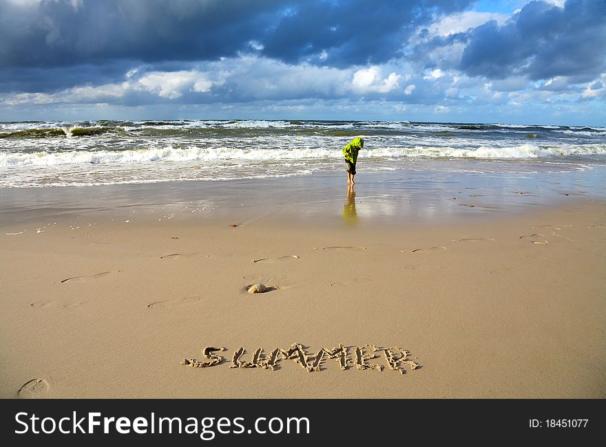 Beach and stormy sky,Baltic sea. Beach and stormy sky,Baltic sea