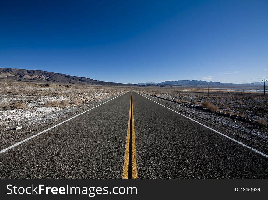 Desert highway in Death Valley national park.