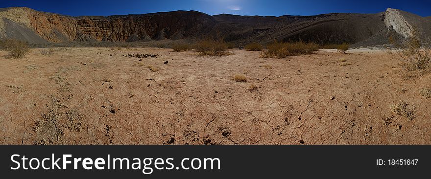Panoramic shot of the walls of the ubehebe crater in death valley national park. Panoramic shot of the walls of the ubehebe crater in death valley national park