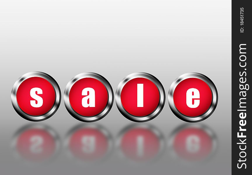 Red sale announcement with each letter in a button. Illustration