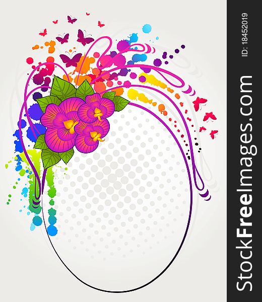 Abstract background with beautiful flowers and blots