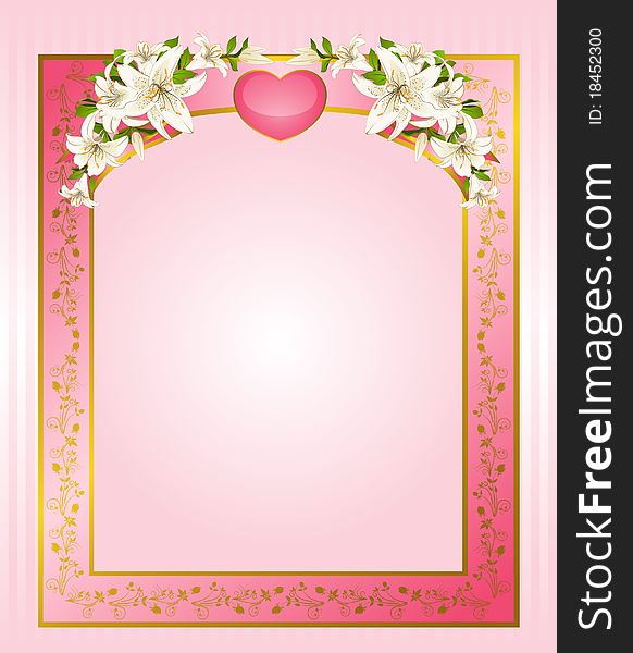 Wedding background card - invitation with heart and flowers