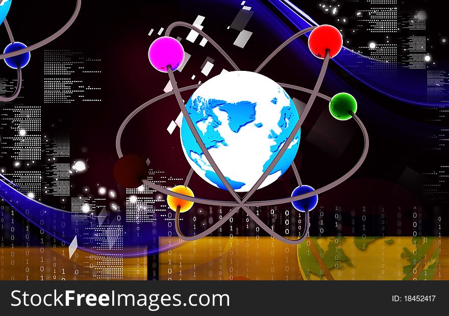 Digital illustration of globe in background