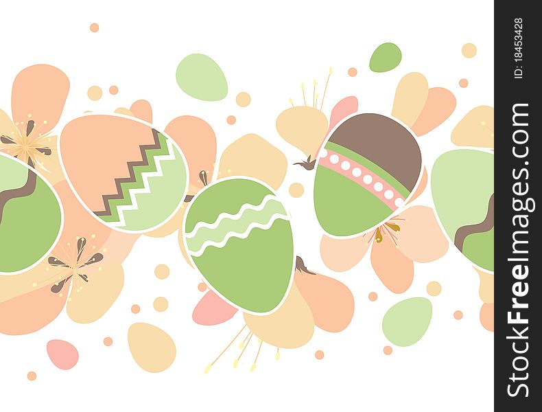 Seamless Horizontal Easter Pattern With Eggs