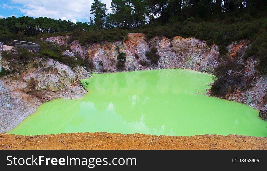 Devil's cave is a green lake